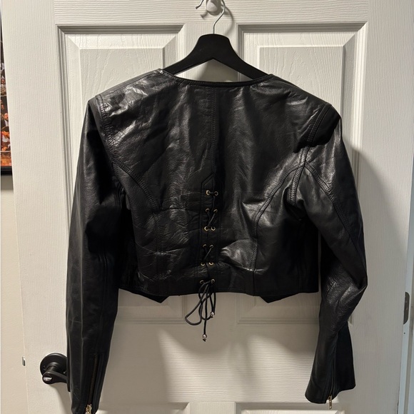 cropped danier leather jacket, black S - Picture 2 of 3